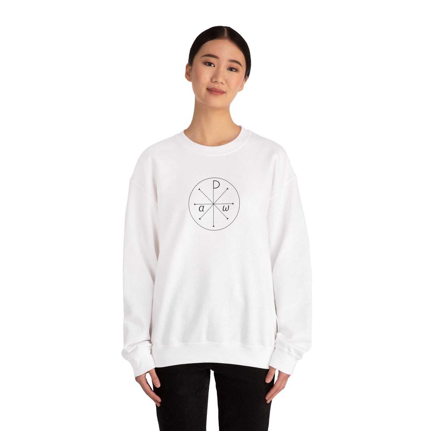 "Chi-rho" Alpha and Omega Unisex Heavy Blend™ Crewneck Sweatshirt