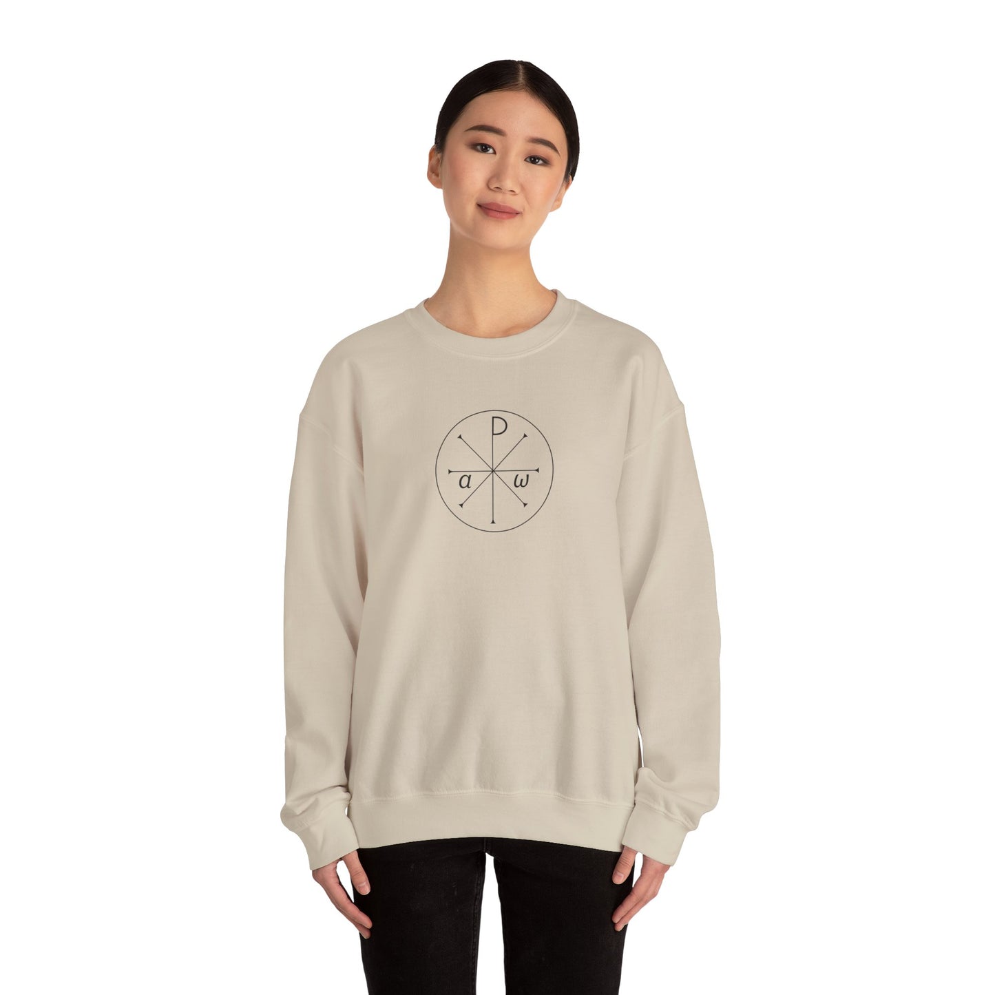 "Chi-rho" Alpha and Omega Unisex Heavy Blend™ Crewneck Sweatshirt