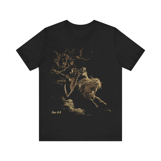 "-and I looked, and behold a pale horse" Rev 6:8 - Unisex Jersey Short Sleeve Tee
